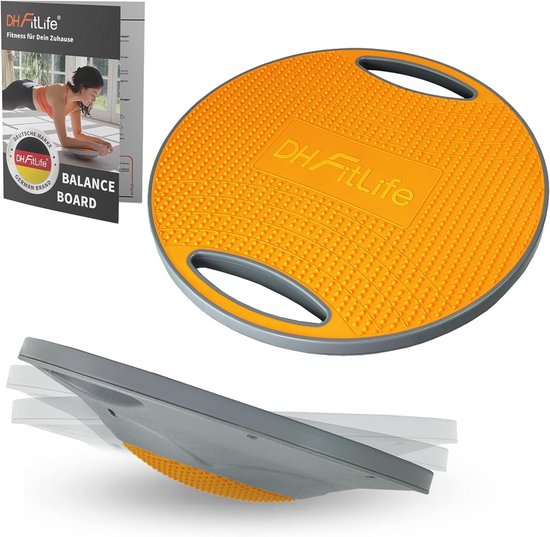 DH FitLife Balansbord, balansbord met handgrepen, extra groot Ø 42 cm, max. 200 kg, evenwichtstrainer, fitness balansboard volwassenen en kinderen, incl. handleiding (mogelijk niet beschikbaar in het