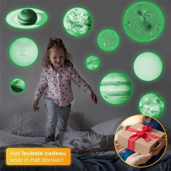 Nuvance - Glow in the Dark Sterren- Planeten - 10 stuks - Muurstickers Babykamer