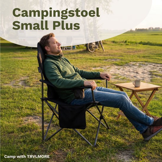 TRVLMORE Campingstoel XXL - Opvouwbaar - 160KG Draagvermogen - Incl. Draagtas - Klapstoel - Visstoel - Kampeerstoel - Vouwstoel - Zwart