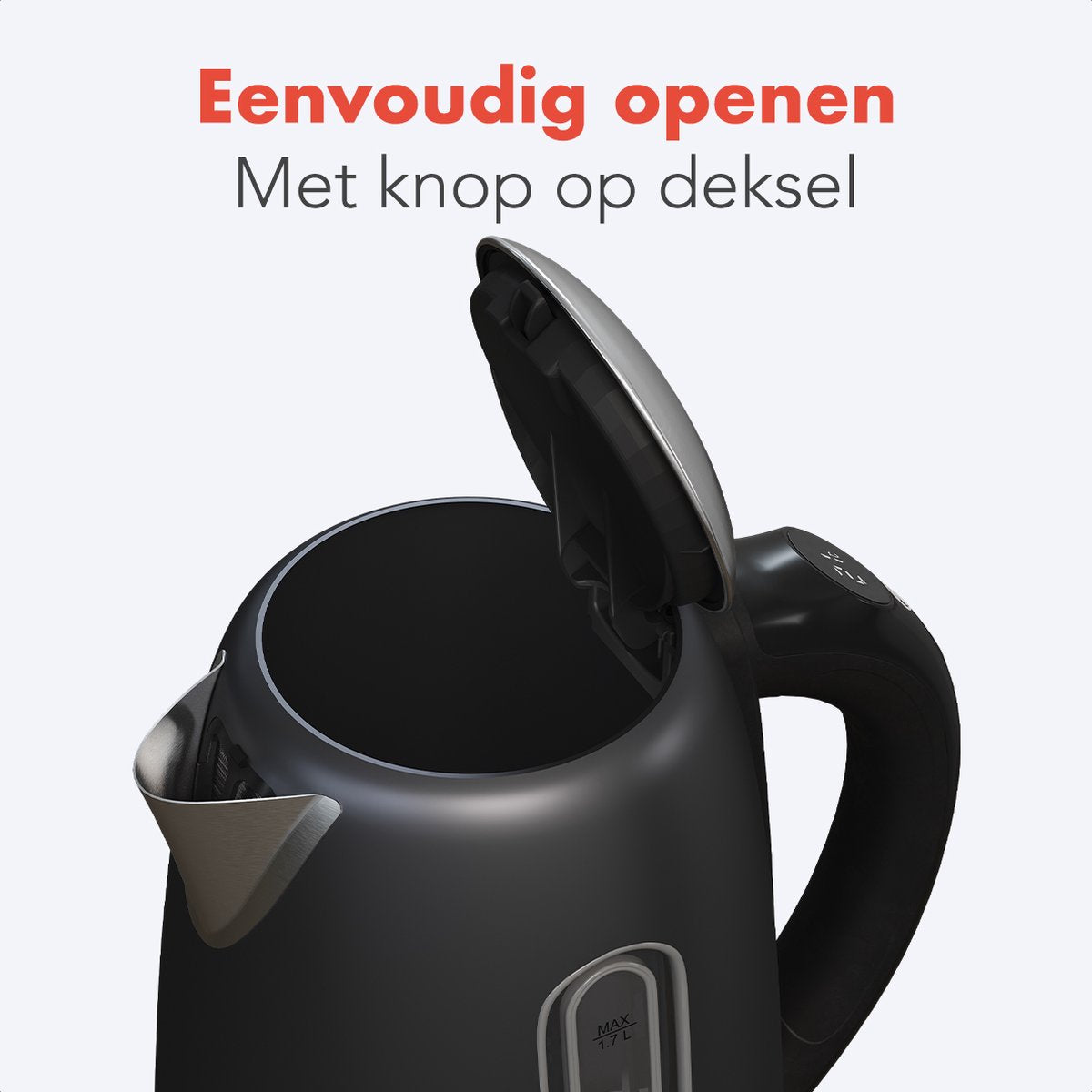 KitchenBrothers Waterkoker - Met Temperatuurregeling - Elektrisch - Met Kalkfilter - 1,7L - Zwart/RVS