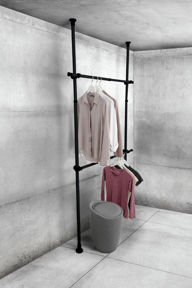 WENKO Herkules Kledingstangen Zwart - 2-Delig - Verstelbaar 75-120 cm