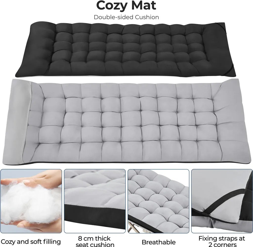 Yaheetech Veldbed met Matras 191 x 67 x 56 cm - Zwart/Grijs - Opvouwbaar Campingbed met Draagtas
