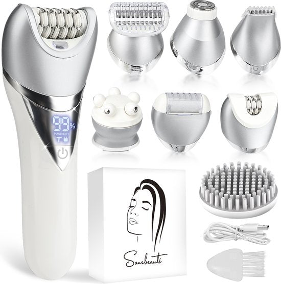 Sansbeauté® 7 in 1 Ladyshaves voor Vrouwen - Gezicht - Oksels - Benen - Epilator - Trimmer voor Vrouwen & Dames - Bikinitrimmer Dames - Scheerapparaat Vrouw