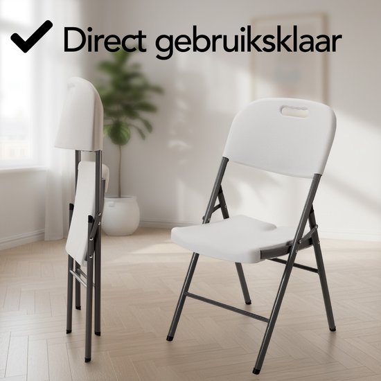 Brixy Klapstoelen – Set van 4 - Vouwstoelenset - Zware Kwaliteit - Weersbestending - Opvouwbare Stoelen - 47 x 54 x 87 CM – Wit