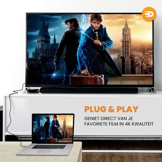 Drivv. Premium Displayport naar HDMI Kabel - 4K 30hz - Nylon - 3 meter - Grijs
