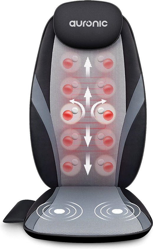 Auronic Shiatsu Massagekussen - Massagestoel - Massage Rug - Infrarood - Massage apparaat - Massage Stoel - Zwart