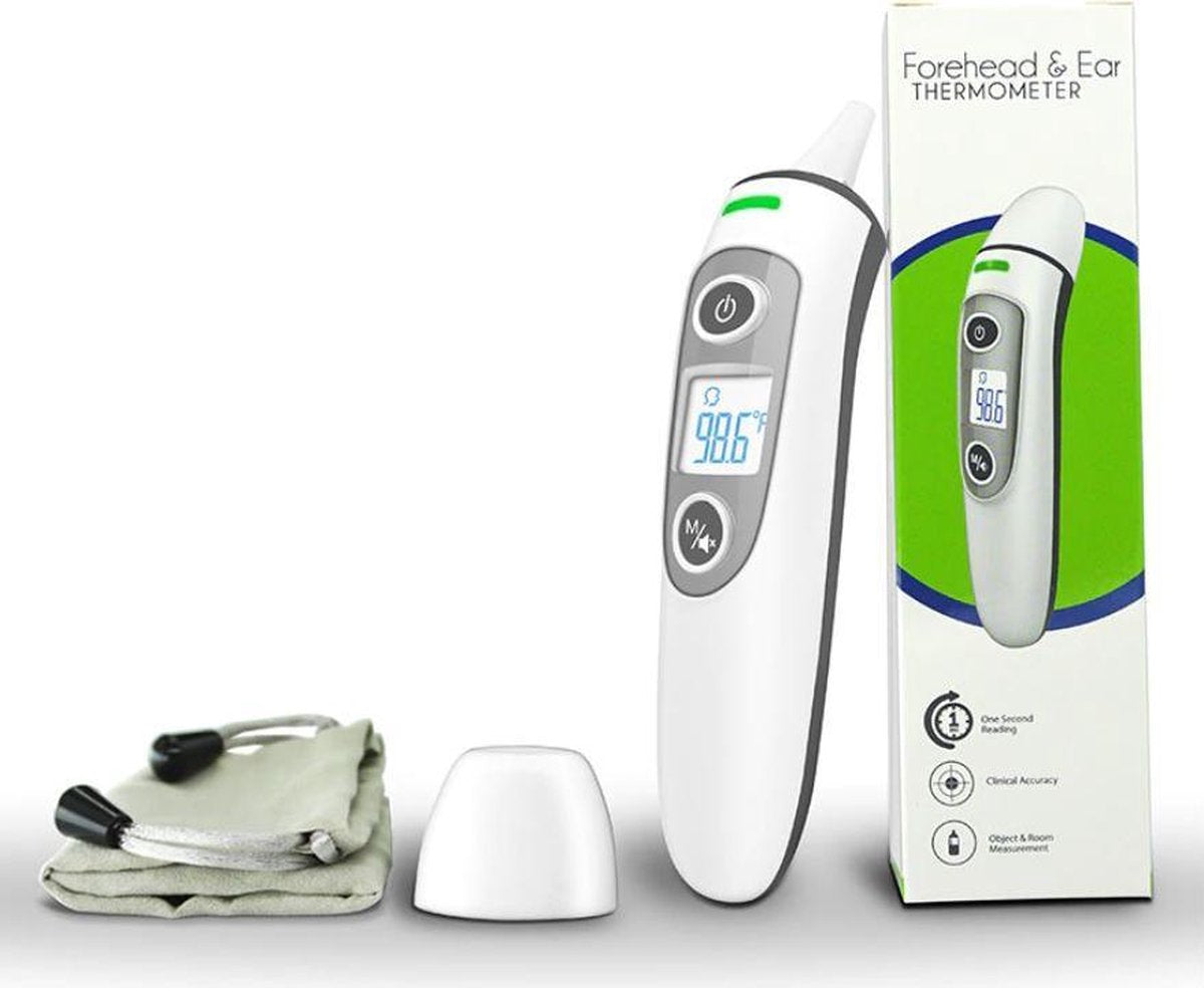 FC - IR100 Digitale Contactloze Voorhoofd Infraroodthermometer Voor Volwassenen - Kinderen - Baby Thermometer met Koorts Indicator en 35 geheugens