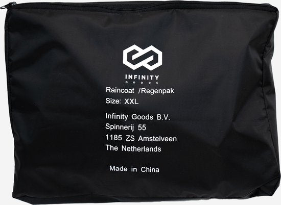 Infinity Goods Regenpak - Dames & Heren - Maat XXL - Waterdicht & Ademend - Reflecterend - Zwart
