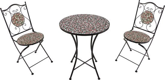 AXI Amélie Bistroset Mozaïek Bloemen Roze - Metalen frame met keramische tegeltjes – Balkonset 2 stoelen en tafel