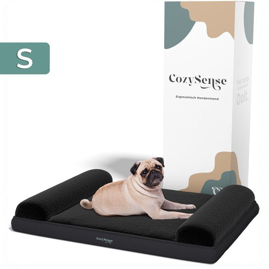 CozySense® Orthopedisch Hondenkussen - 60 X 42 cm - Maat S - Waterdicht - Geschikt Als Benchkussen & Hondenbed - Wasbare Hoes - Zwart