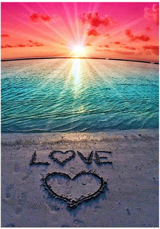 Rubye - Diamond Painting Set – Zonsondergang LOVE – 30x40 cm – Full Diamond – Inclusief Tools – Perfect Cadeau