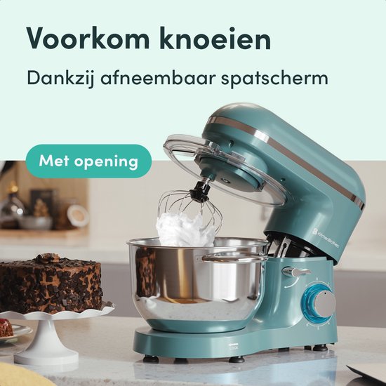KitchenBrothers 2000W Keukenmachine - Keukenrobot - 6,2L - Mixer met Mengkom - Keukenmixer - Pastel Groen