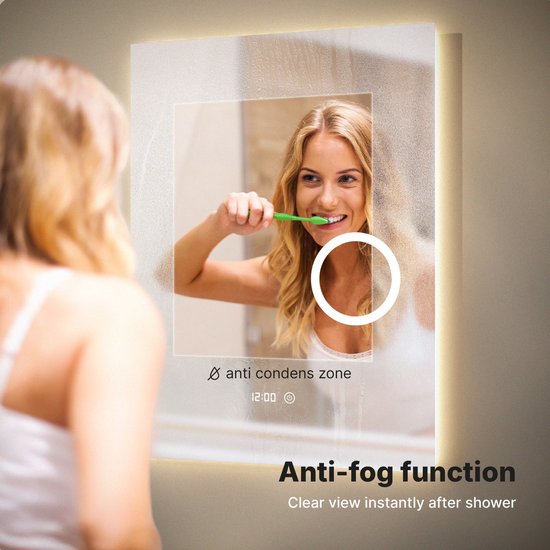 Mirlux Badkamerspiegel met LED Verlichting & Verwarming – Rechthoekige Wandspiegel – Anti Condens Douchespiegel - 120x60CM