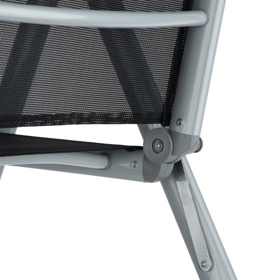 tectake® zitset aluminium klapstoelen, loungeset met 6x stoelen en 1x glazen tafel eettafel, tuinmeubelset weerbestendig voor het balkon, tuinstoelen, terrasmeubilair, ligstoel - zilver