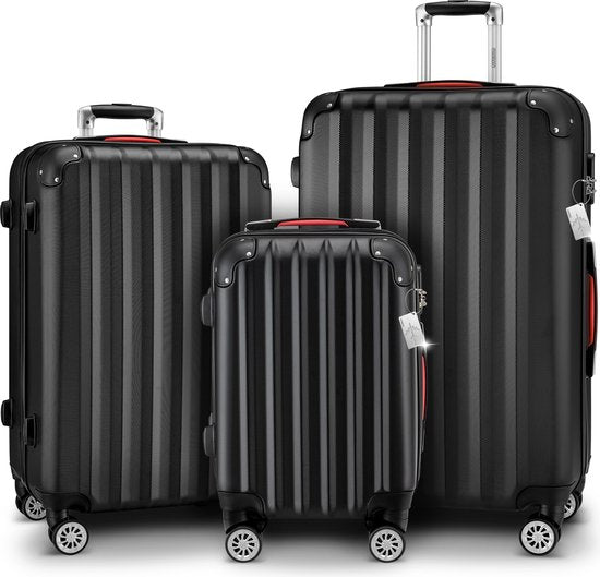 MONZANA 3-delige Hardcase Kofferset - Koffer M L XL Handbagage- Zwart