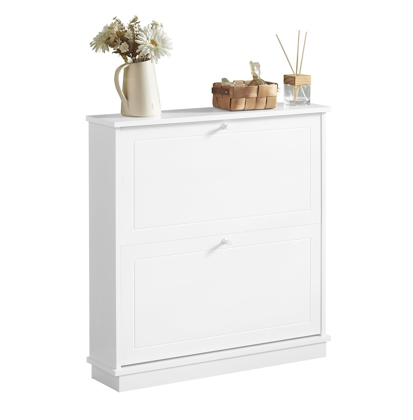 SoBuy Schoenenkast met 2 Lades - MDF - 76 x 18 x 78 cm - Wit
