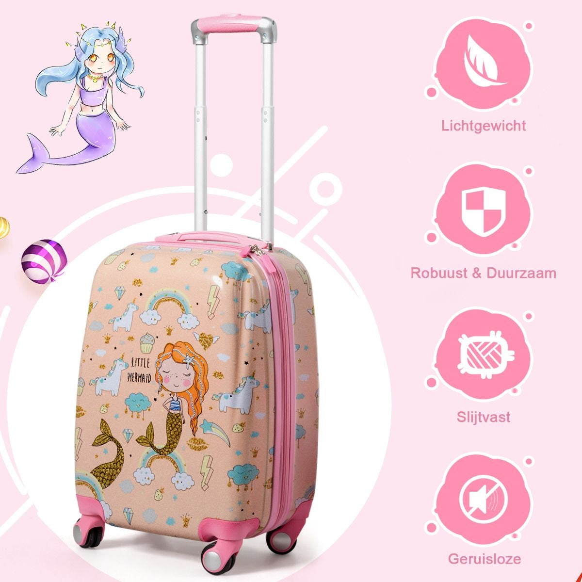 Coast Kinderkofferset 2-delig Kindertrolley + Rugzak Zalmroze