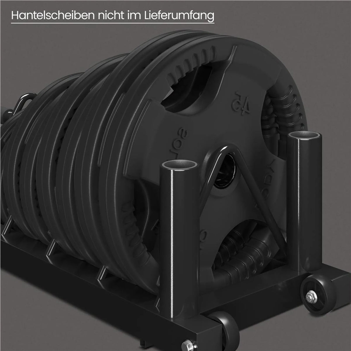 Yaheetech Halterrek Voor Halterschijven En Stangen – Voorzien Van 4 Opbergvakken En 2 Halterhouders En Transportwielen – Voor Olympische Halterstangen En Gewichten – Zwart Metaal – 94 x 33 x 30 cm