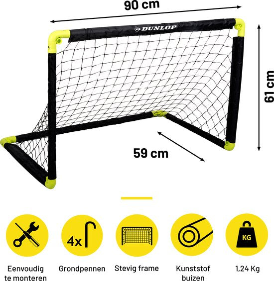 Dunlop Voetbaldoel – Opvouwbaar – 90 x 59 x 61 cm – Zwart/Geel