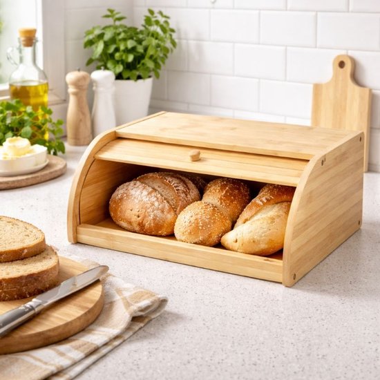 Ceruzo Broodtrommel Bamboe – Brooddoos met Rolluik – 38 cm