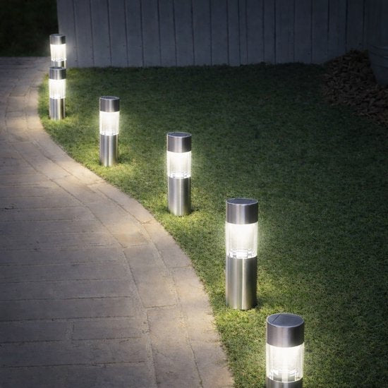 Grundig Tuinverlichting - Solar Lamp Set van 6 - Solar Lantaarn - Prikspot Tuinverlichting op Zonneenergie LED