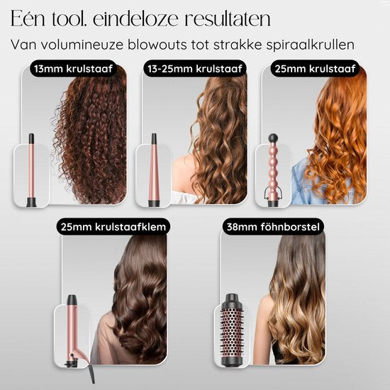 Sansbeauté® 5-in-1 Thermal Brush – Warmteborstel 38mm – Krul- & Föhnborstel – Multistyler voor Volume