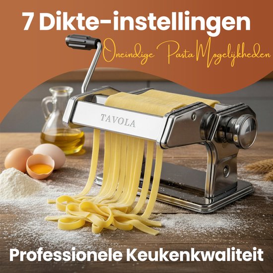 Tavola - Pastamachine + Pasta droogrek - Pasta maker - Pasta maken - Ravioli maken - RVS - Housewarming cadeau