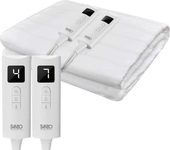 Sanbo Elektrische Deken - 2 Persoons - 150 x 160 cm - Wasmachinebestendig - Onderdeken - 7 Standen - Met Hoekelastieken
