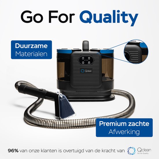Qclean® Tapijtreiniger - 4-in-1 Vlekkenreiniger & Stoomreiniger - 105°C Stoom - Zetelreiniger - Zelfreinigend - Incl. Schoonmaakmiddel