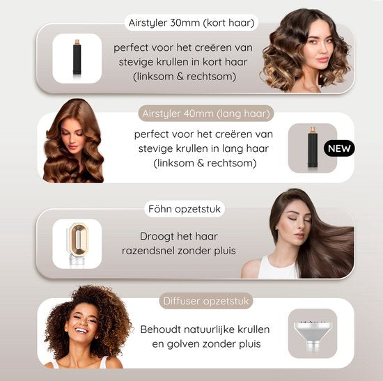 Sansbeauté Multistyler – 8-in-1 Airstyler & Föhnborstel – 1400 W – Goud/Wit