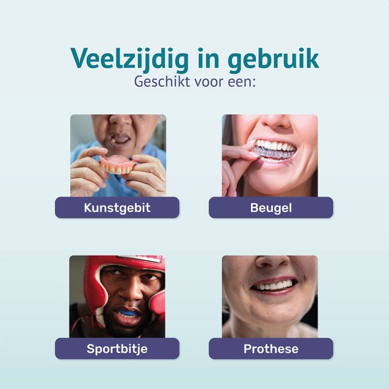 Alyze Gebitsbakje + borstel - Blauw - Voor prothese - Beugel - Kunstgebit - Bakje - Gebittenbakje