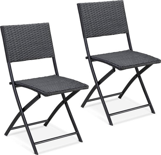Casaria Polyrattan Tuinset 3 delig – Inklapbaar/Weerbestendig – Zwart