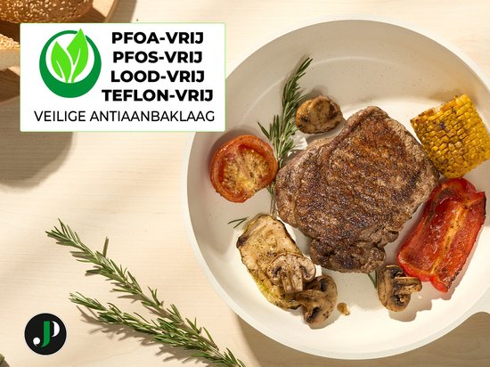 Just Perfecto 15 Delige Pannenset Inductie - Beige Pannenset Met Deksel Voor Gas en Inductie - PFAS vrij - Koudgrepen