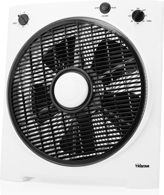 Boxventilator 3 Snelheden – 120 min Timer – Brede Luchtcirculatie – Compact & Stijlvol – Tristar VE‑5858