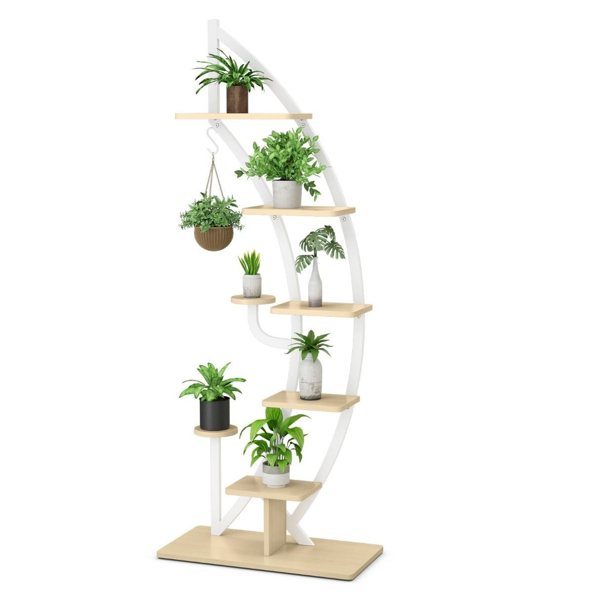 Coast plantenrek - 7- lagen - halve maan vorm - modern - metaal - 60 x 30 x 155 cm - wit