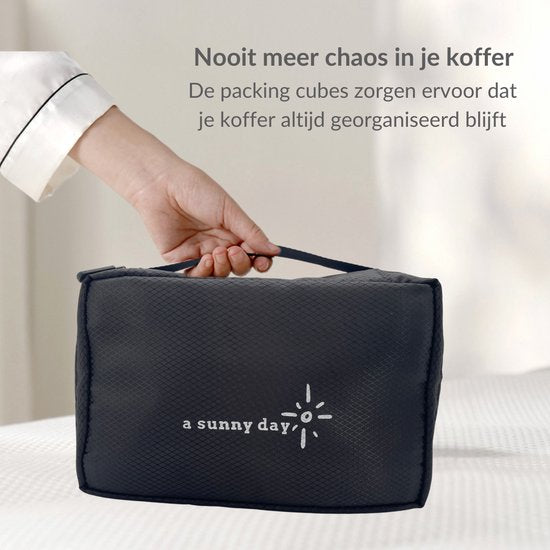 a sunny day Packing Cubes - Bagage Organizers - 6 delig - Backpack Organizer - Compression Cube - Packing Cubes met Compressierits - Zwart