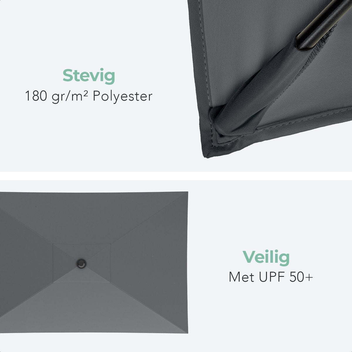 LifeGoods Parasol – Waterdicht & Kantelbaar – 270 x 180 x 245 cm – Donkergrijs