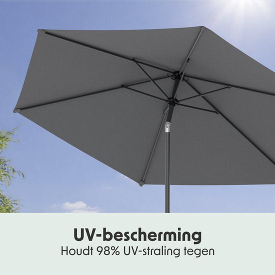 LifeGoods Parasol - Tuin - Ø270 cm - 30° Kantelbaar - Waterdicht - Donkergrijs