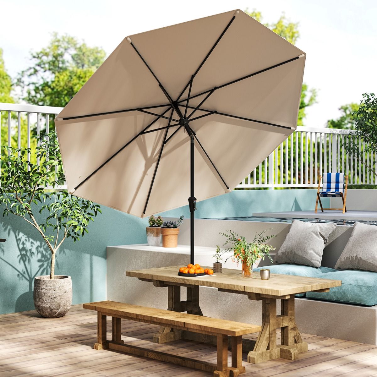 Coast Grote Terrasparasol - kantelbaar met zwengel - 270 cm - beige