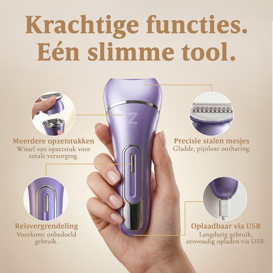 Ladyshave voor Vrouwen - 7 in 1 Scheerapparaat - Epilator - Gezichtsmassage - Eeltverwijderaar - Waterdicht - Bikinilijn - Zeri