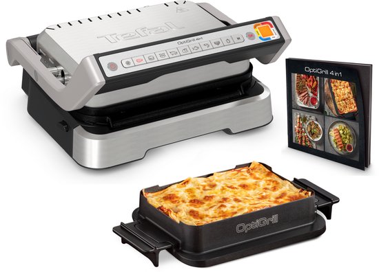Tefal OptiGrill 4in1 GC774D - Intelligente Contactgrill - Inclusief Bakschaal - 9 Automatische programma's - Gaarheidsindicator - 2100W