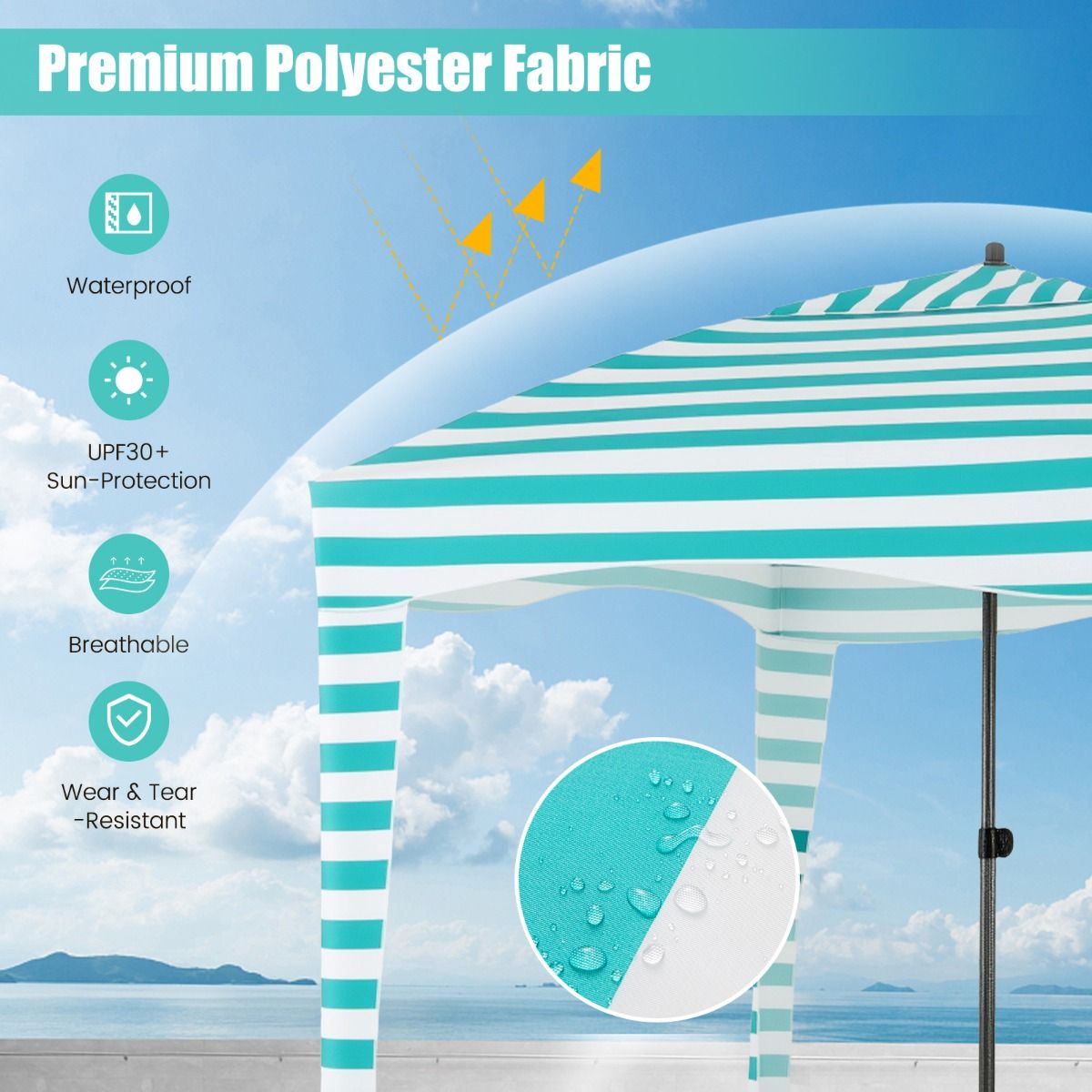 coast Strandtent — Opvouwbaar 183 x 183 x 215–240 cm Groen/Wit