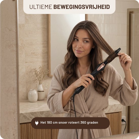 Carmen CTB3085B - Krulborstel - Diameter 19 mm - Dubbele spanning - Thermische borstel - Keramische verwarmingselementen - Aan/uit indicatie - Eenvoudig schoon te maken