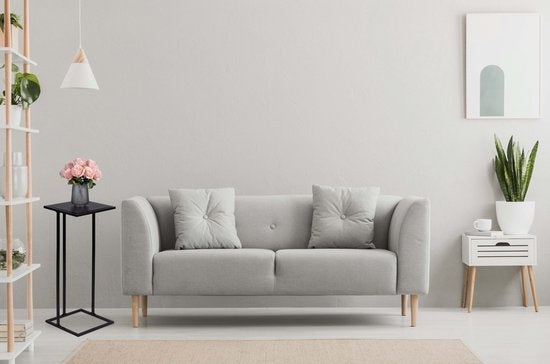 Arti Casa Bijzettafel - Metaal en MDF - 75 x 33 x 33 CM - Nachtkastje - Plantentafel - Laptoptafel - Industriële Uitstraling - Zwart