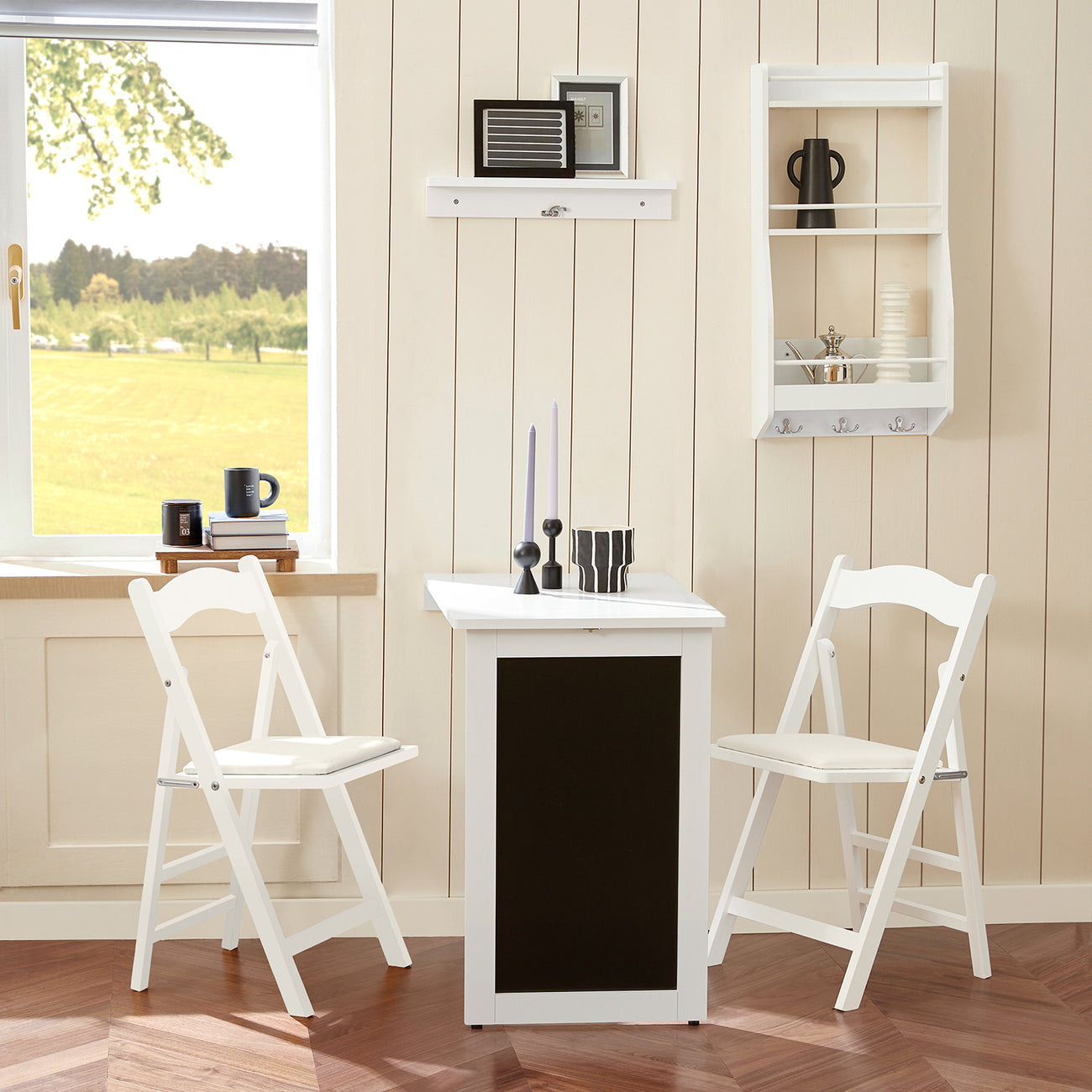 SoBuy FWT03-PF Eettafel inklapbaar met krijtbord- Max. 80 kg - 75 x 50 x 76 cm - Wit