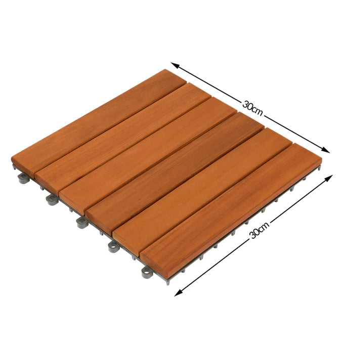 Casaria Acacia houten tegelset van 11 stuks, 30x30cm