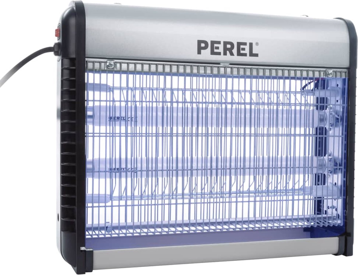 Perel - Insectenverdelger - Elektrisch - Spanningsrooster 2800 V - Uitneembare opvangbak - 80 m² - Metaal - Zilver/Zwart
