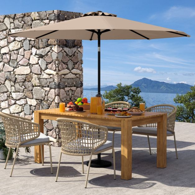 Coast Terrasparasol 303 cm Bruin – Kantelbare Parasol met Zwengel & 8 Baleinen Dubbelgelaagd voor Tuin, Terras & Zwembad
