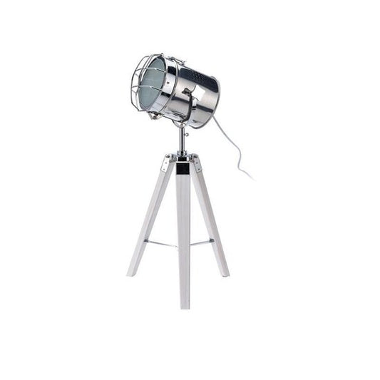 Staande vloerlamp statief Boomi industrieel retro design wit zilver