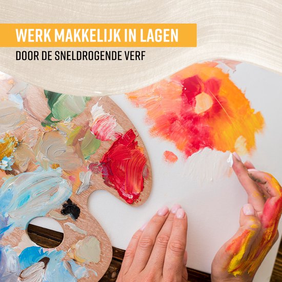 NAPI Acrylverf 24 Kleuren + 3 Penselen - Klaar voor Gebruik - Inclusief Kleurencirkel - Hobbyverf Set - Schilderen Acryl Verf - 24 Tubes